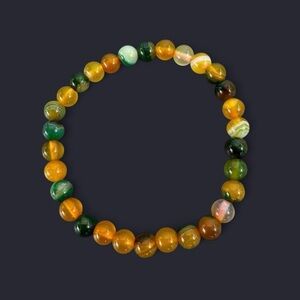 Striped Agate Gemstone Bead Bracelet 6mm